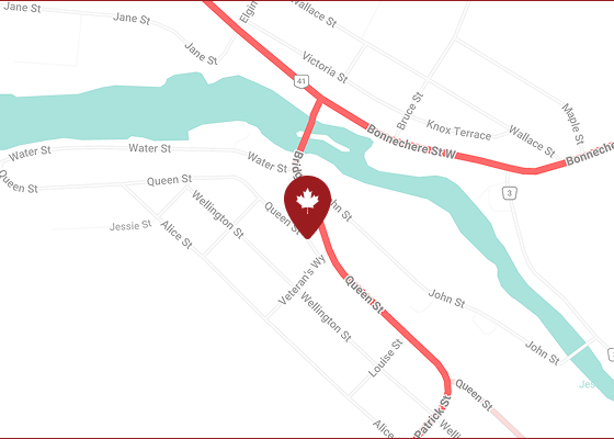 Map showing Canadian Woodwork at 236 Queen Street, Eganville, Ontario